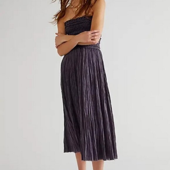 Free People FP One Ravenna Convertible Maxi Skirt Anthracite Smocked Dress XL - Picture 1 of 1